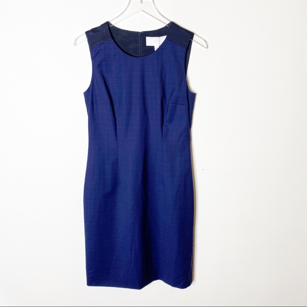 Hugo Boss Plaid Dristie Virgin Wool Blue Dress 4 - Picture 2 of 8